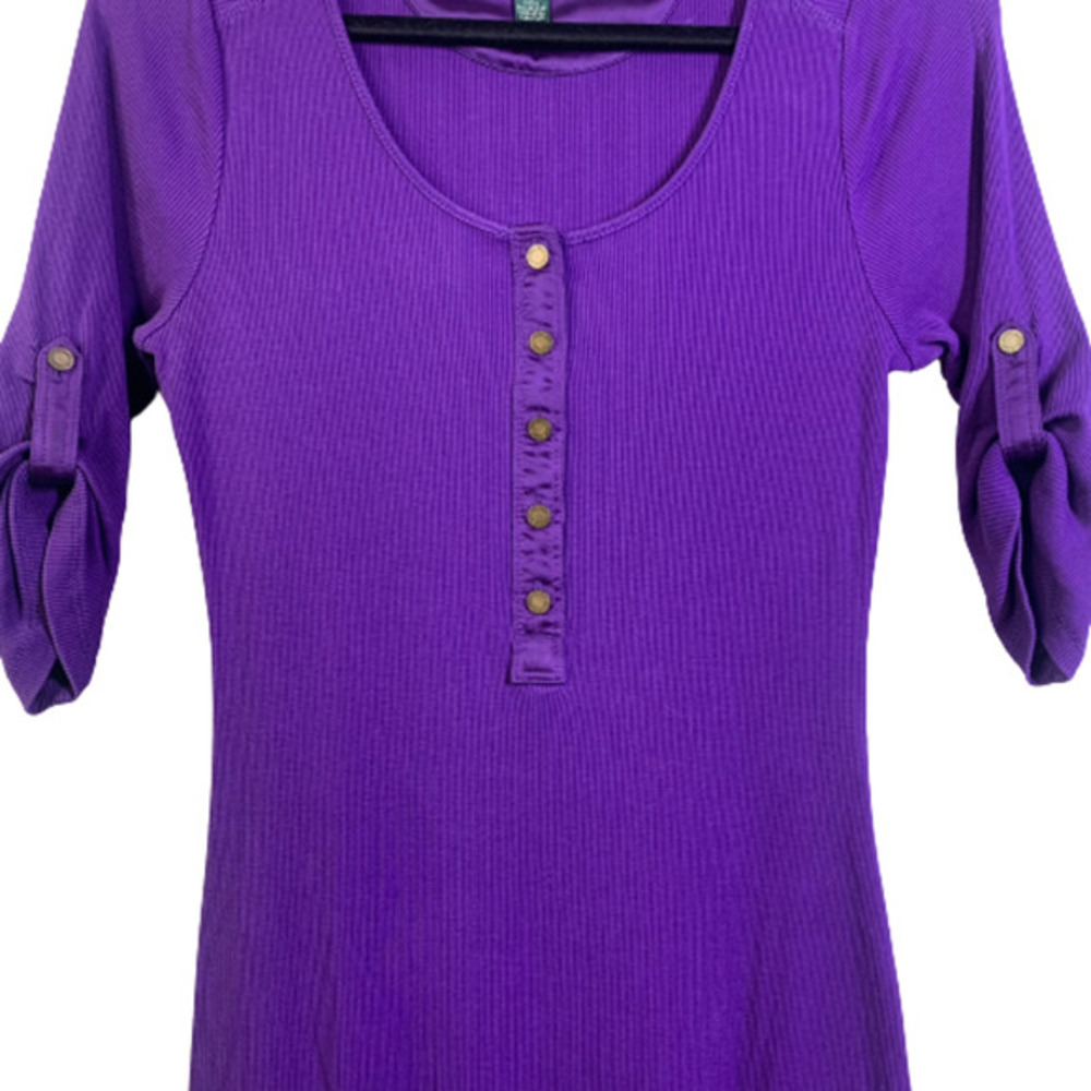 LAUREN RALPH LAUREN‎ Purple Ribbed Cotton Sheath Dress - Picture 2 of 14